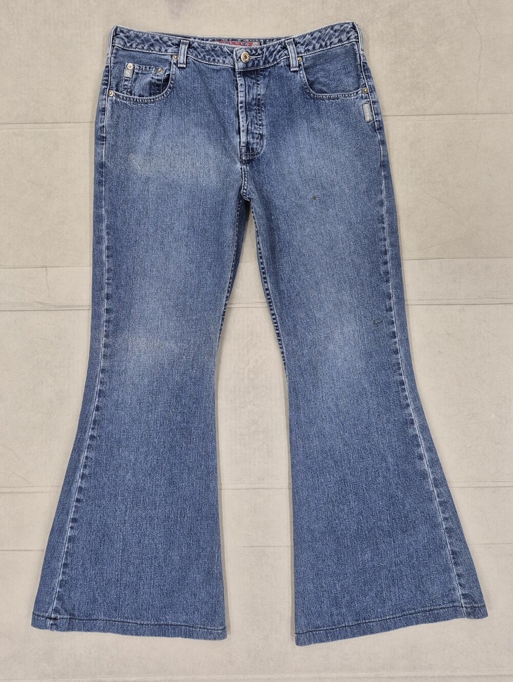 Vintage Silver Jeans women's 33 flare bell bottom mid rise 100% cotton Flawed